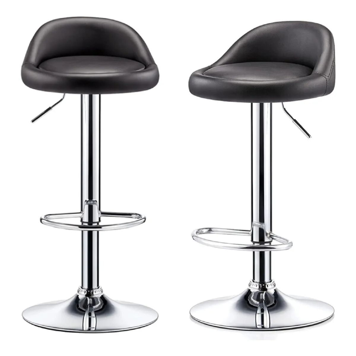 GENERICO - Pack 2 Silla Piso Bar Altura Regulable Taburete Respaldo Color Negro
