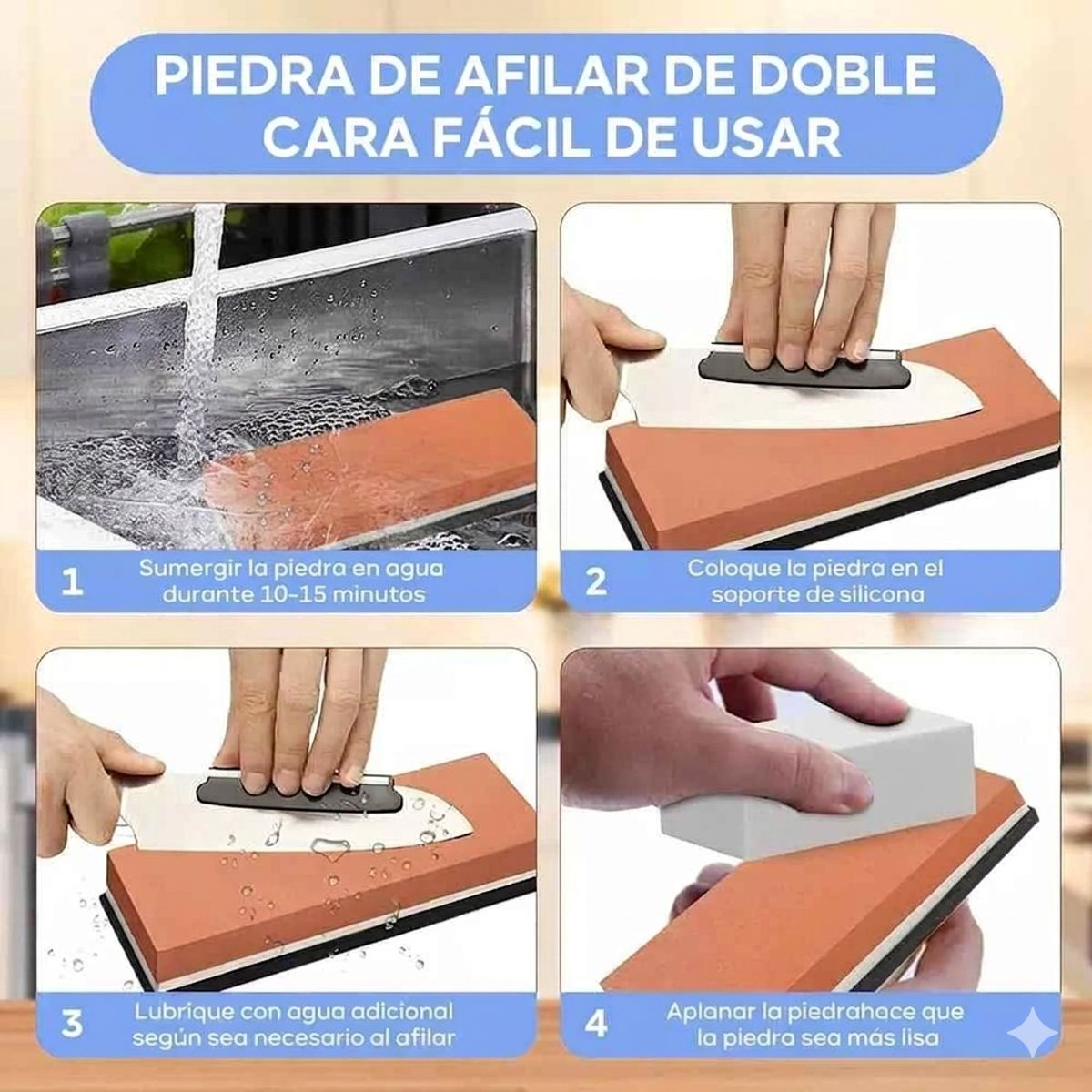 GENERICO - Juego De Piedra Afiladora Cuchillos 400100030008000