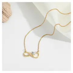ZG JOYAS - Collar Corazón Infinito Cristal Zirconia Galvanizado En Oro