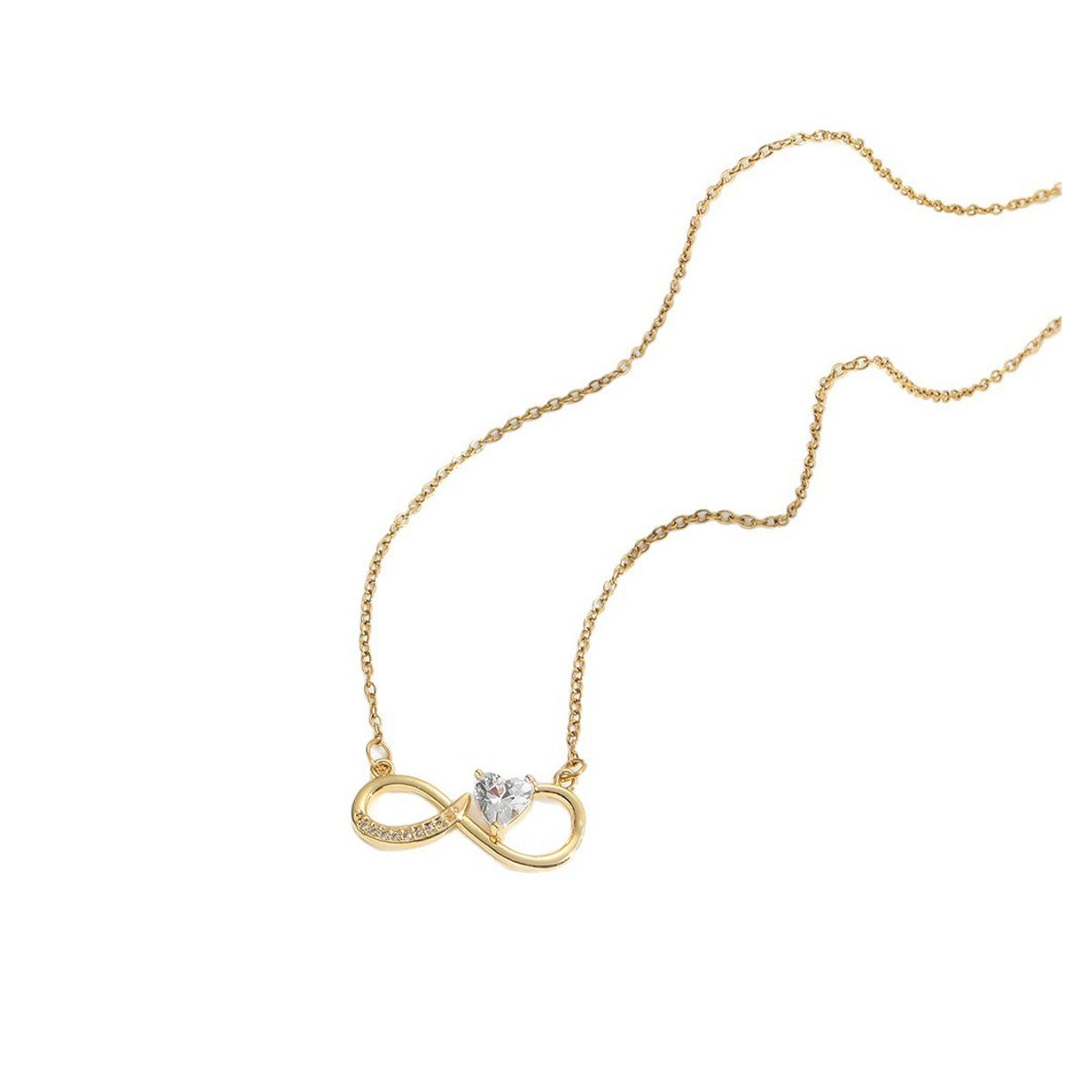 ZG JOYAS - Collar Corazón Infinito Cristal Zirconia Galvanizado En Oro