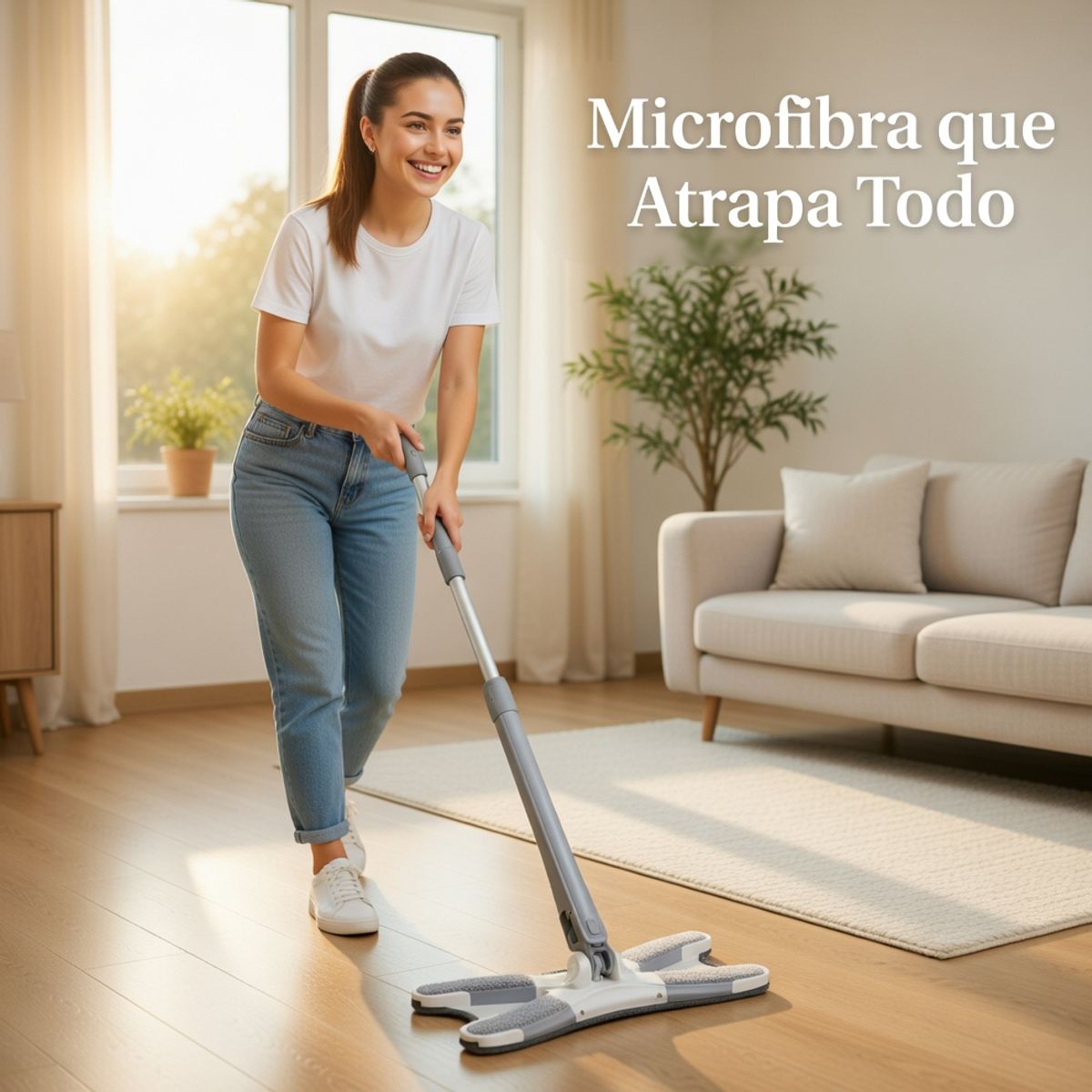 MOVI - Mopa y Trapo de Microfibra Autoestirable - Trapeador con Mango Extensible y Cabezal Giratorio 360°