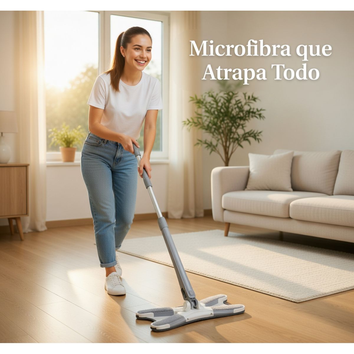 MOVI - Mopa y Trapo de Microfibra Autoestirable - Trapeador con Mango Extensible y Cabezal Giratorio 360°