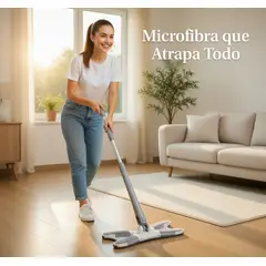 MOVI - Mopa y Trapo de Microfibra Autoestirable - Trapeador con Mango Extensible y Cabezal Giratorio 360°