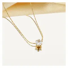 ZG JOYAS - Collar Colgante Mujer Punto De Luz Galvanizado En Oro 14k