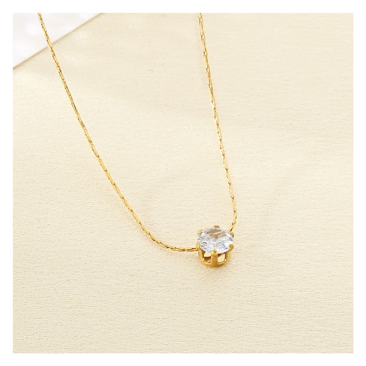 ZG JOYAS - Collar Colgante Mujer Punto De Luz Galvanizado En Oro 14k