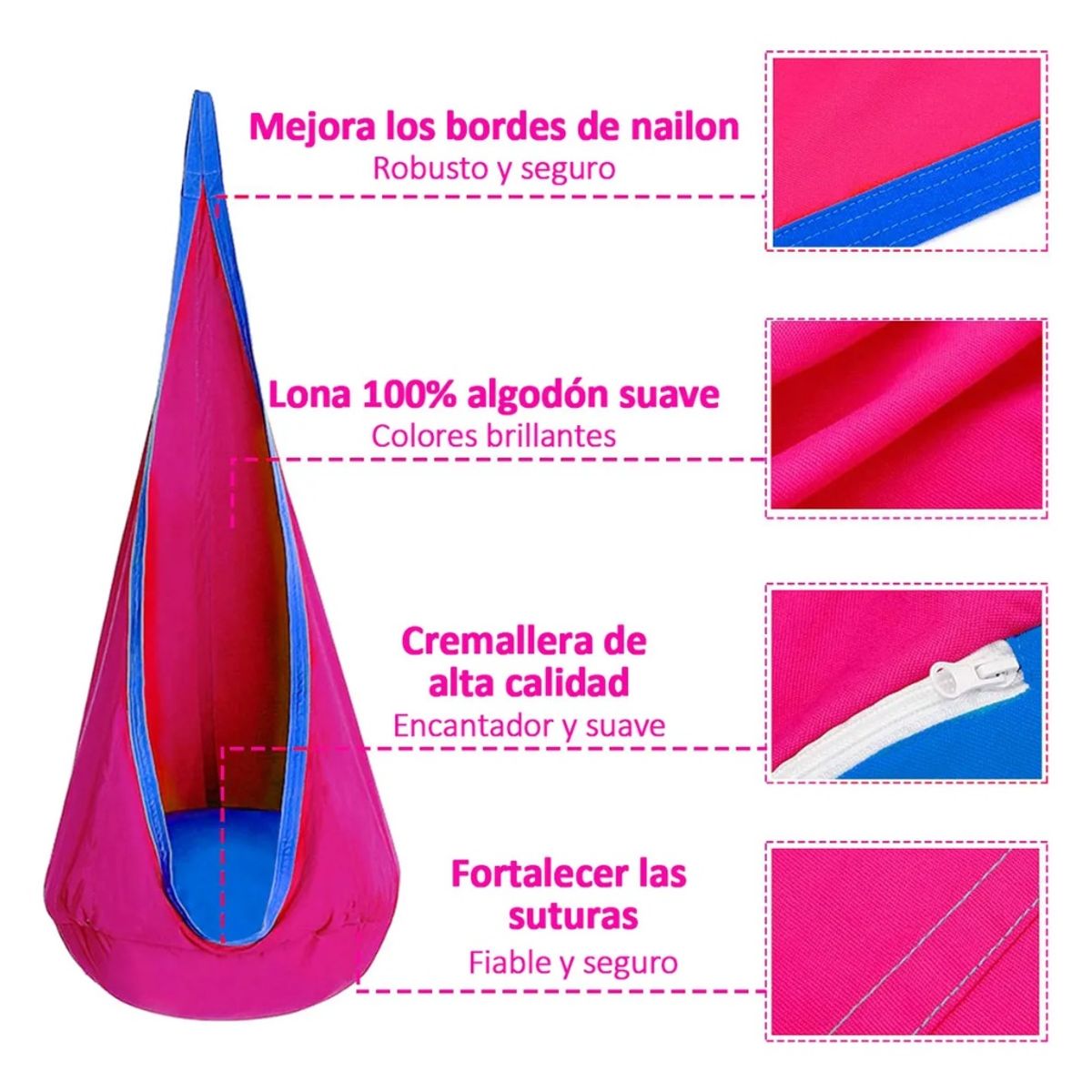 GENERICO - Columpio Sensorial Hamaca Niños Interior Y Exterio Con Cojín Color Fucsia