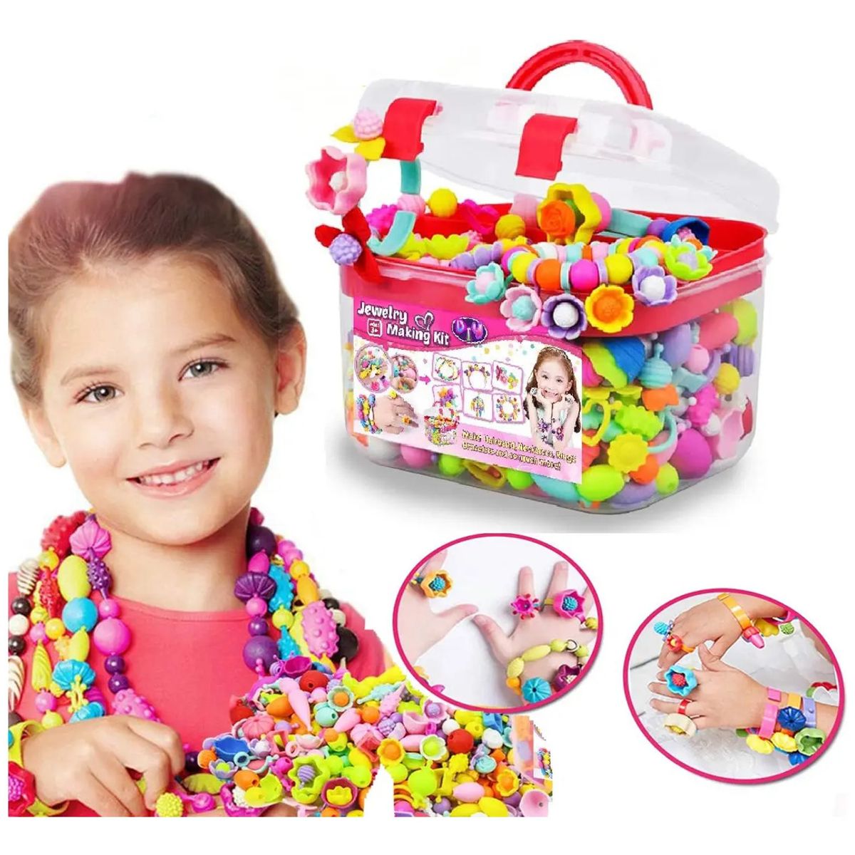 EVERSO - Juguete Niñas Set De Cuentas Para Pulseras Bisuteria Diadema