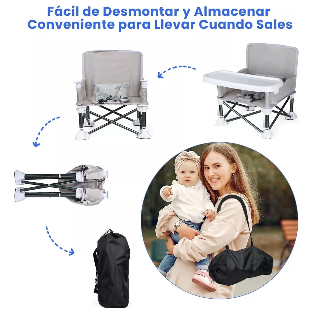 EVERSO - Asiento Elevador Portátil Comedor Plegable Para Bebé Y Niños