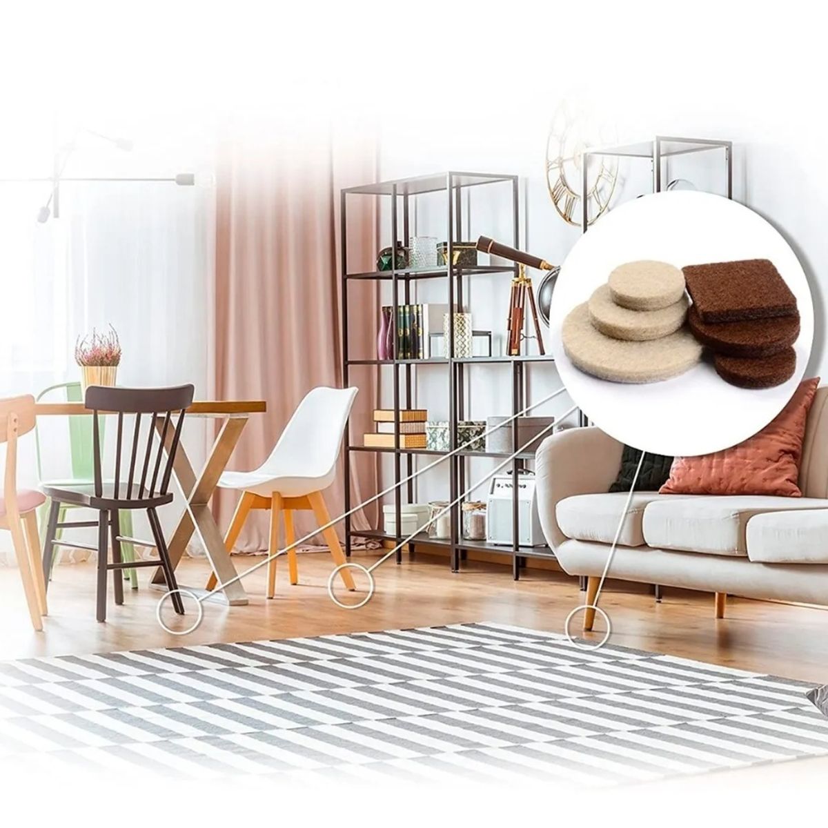 GENERICO - Set 133 Almohadilla Protectora Fieltro Sillas Mesas Muebles