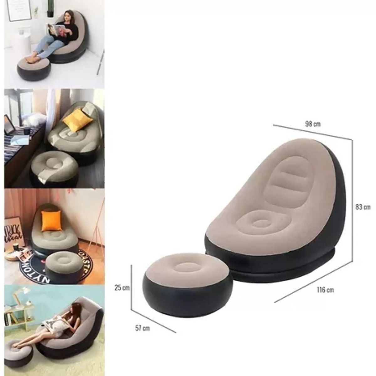 MOVI - Sofá Sillón Inflable, Posa Pies