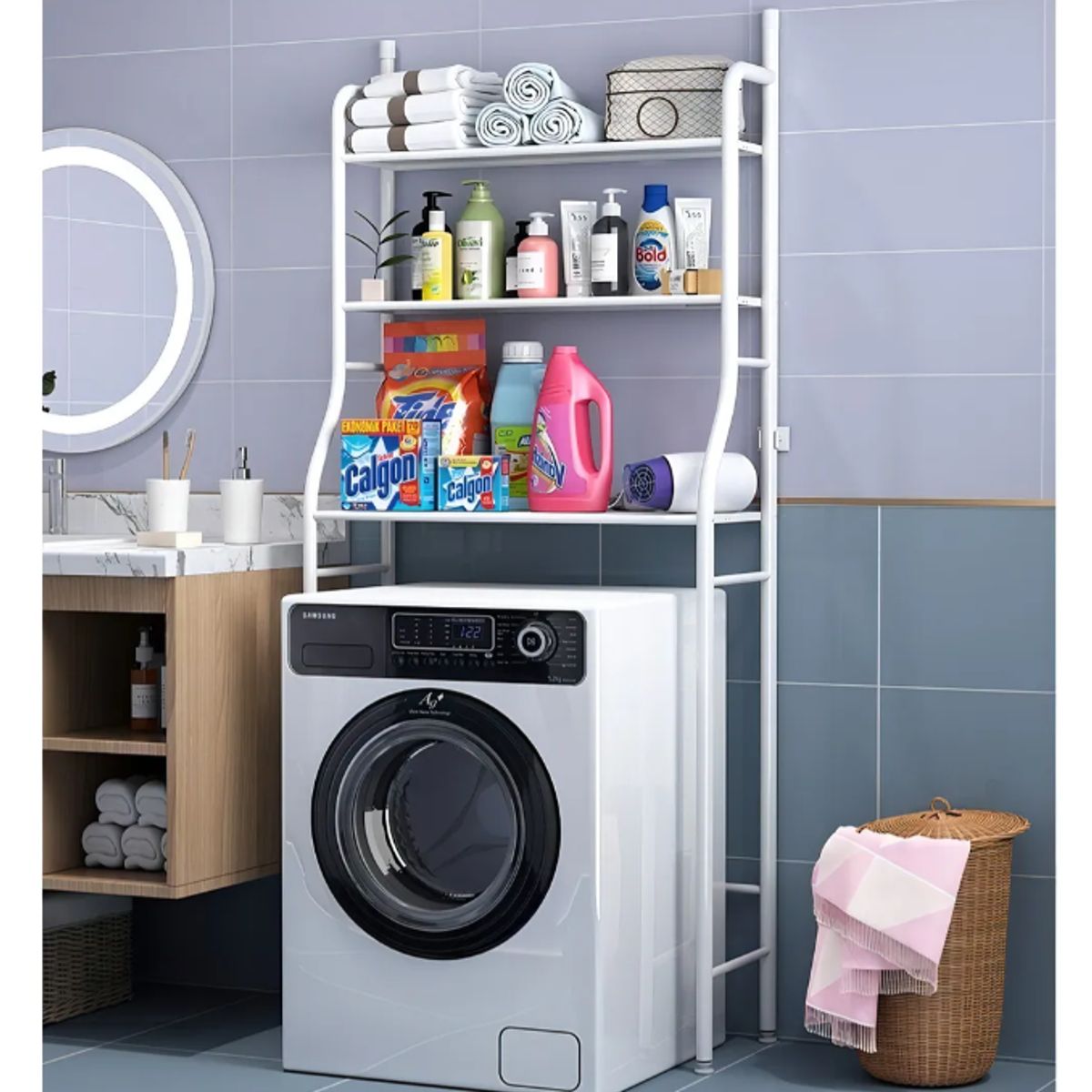 GENERICO - Estante Organizador Lavadora Estantes Blanco Aluminio