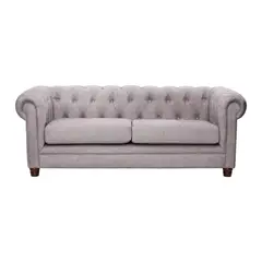 GENERICO - Sofá Chesterfield 3 Cuerpos Gris Lino