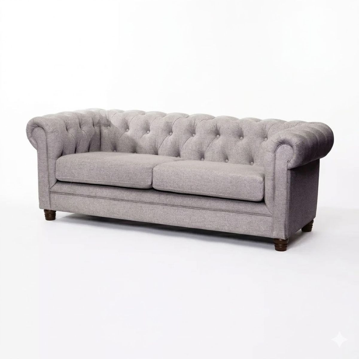 GENERICO - Sofá Chesterfield 3 Cuerpos Gris Lino