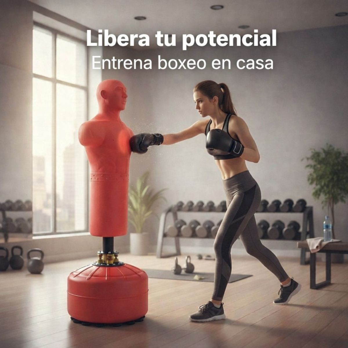 PWRFITNESS - Muñeco de Entrenamiento de golpe tipo torso con base 170 cm Rojo