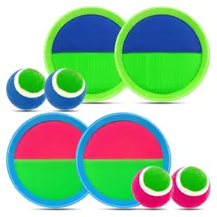 GENERICO - Set 4 Paletas de Playa con Velcro Atrapa la Pelota