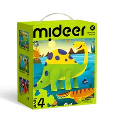 MIDEER - Puzzle Progresivo Dinosaurios Nivel 4 3 en 1