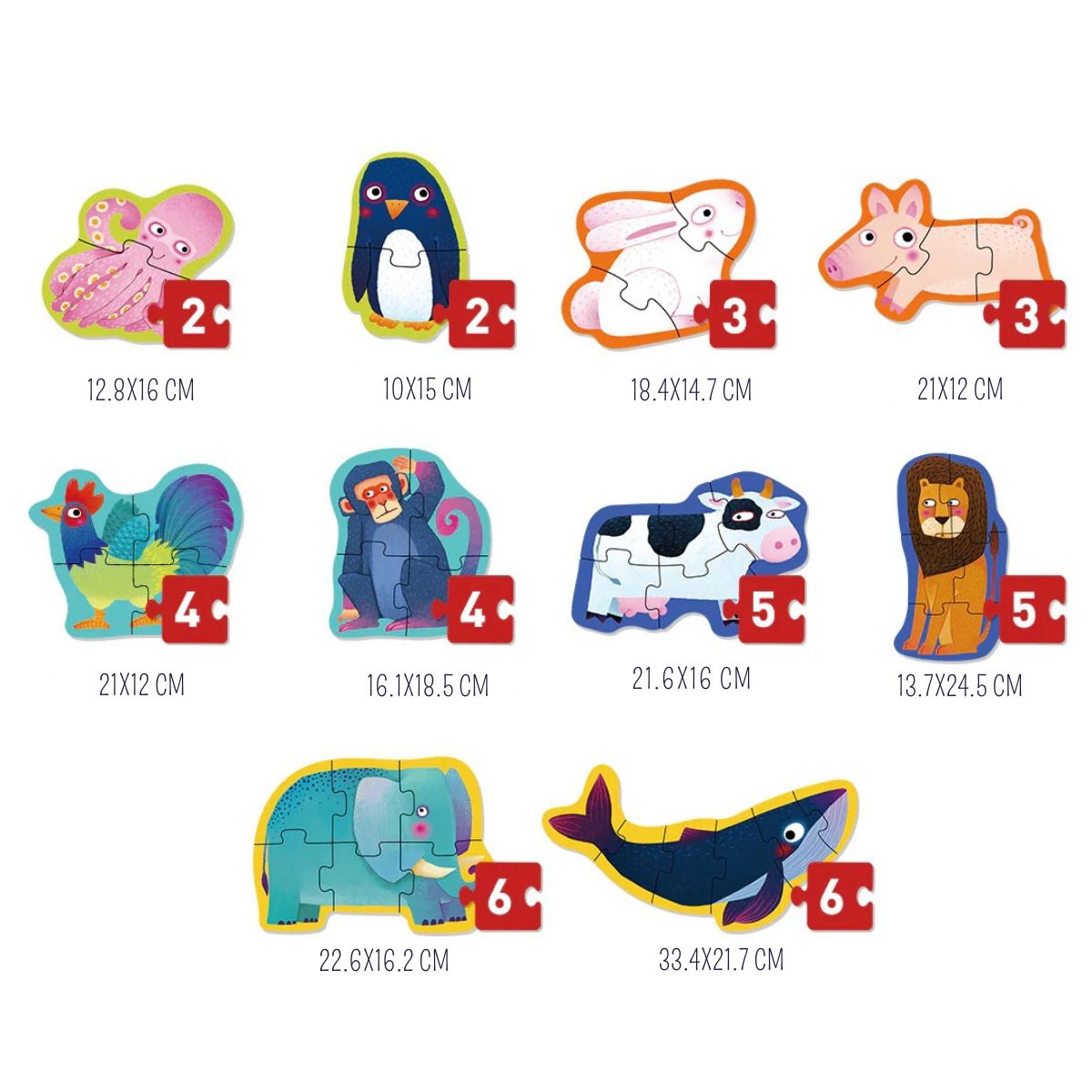 MIDEER - Mideer Puzzle Progresivo Animales 10 en 1 Nivel 1