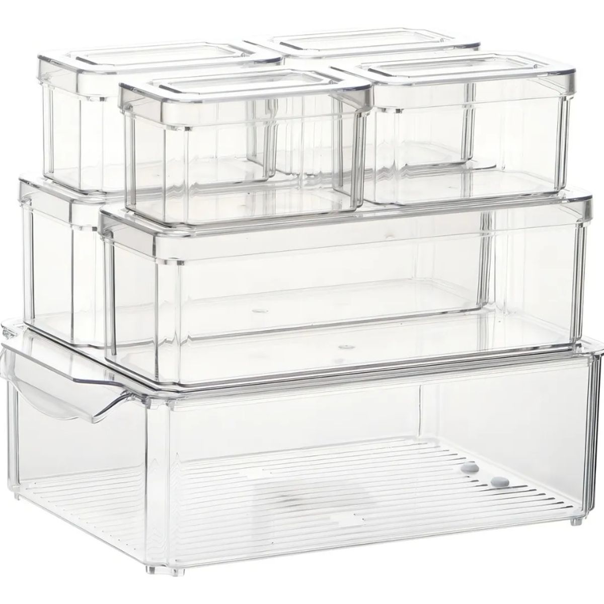 GENERICO - Organizador Refrigerador Cocina Set 7 Contenedores Con Tapa Transparente