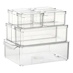 GENERICO - Organizador Refrigerador Cocina Set 7 Contenedores Con Tapa Transparente