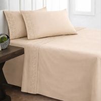 Juego De Sabanas 2 Plazas 210 Hilos Broderie Santorini