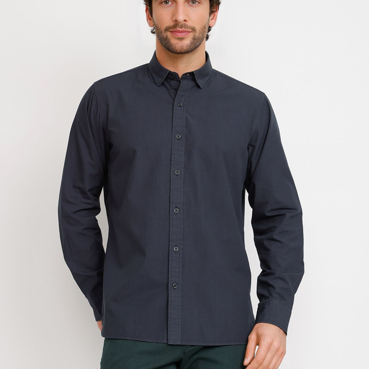 TRIAL - Camisa ML Hombre Basilio Azul Marino