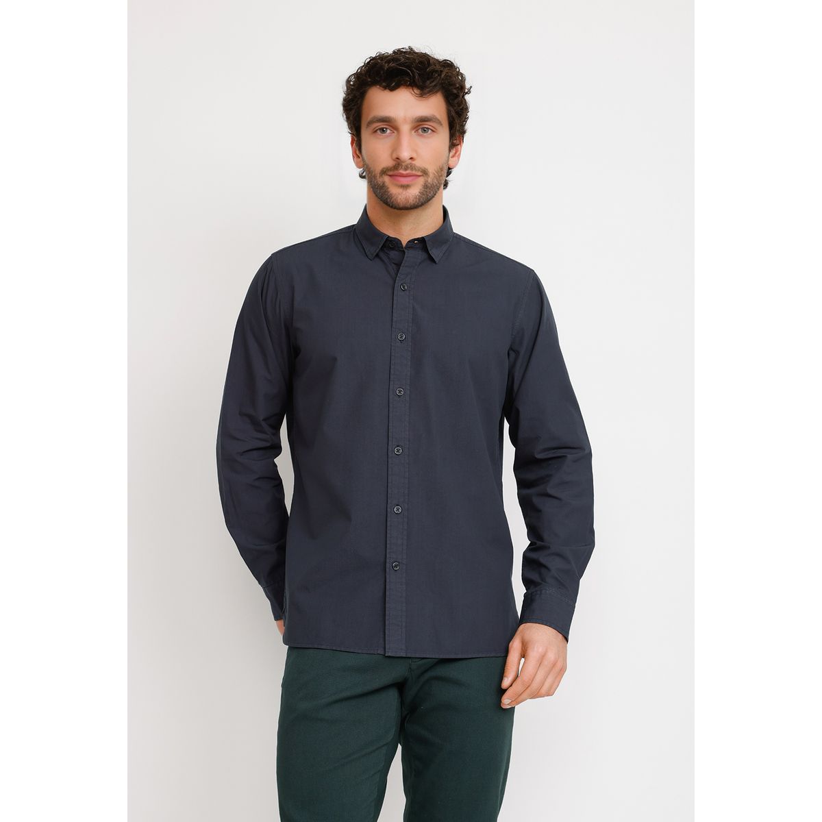 TRIAL - Camisa ML Hombre Basilio Azul Marino