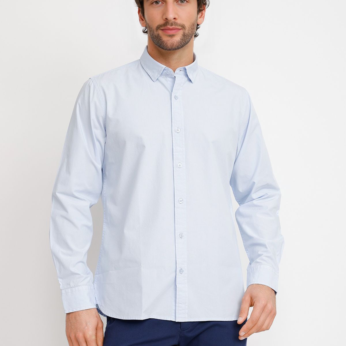 TRIAL - Camisa ML Hombre Basilio Celeste