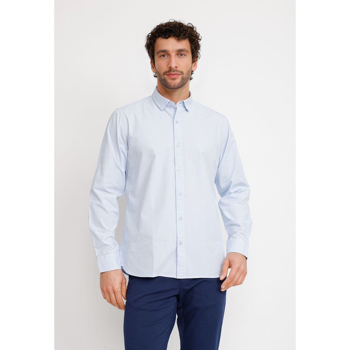 TRIAL - Camisa ML Hombre Basilio Celeste