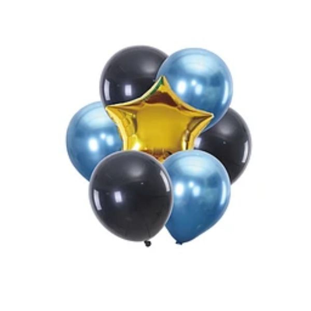 GENERICO - Set de globos azul y negro 6pcs