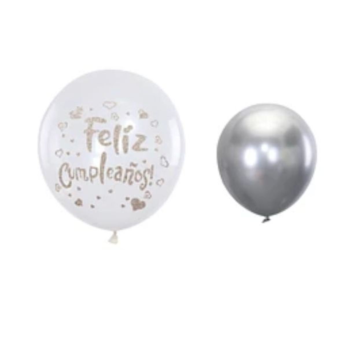 GENERICO - Set de globos plateados feliz cumpleaños 7pcs