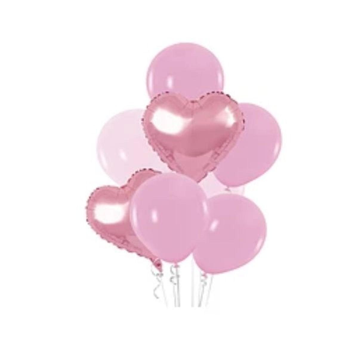 GENERICO - Set de globos metálicos con corazón rosa 8pcs