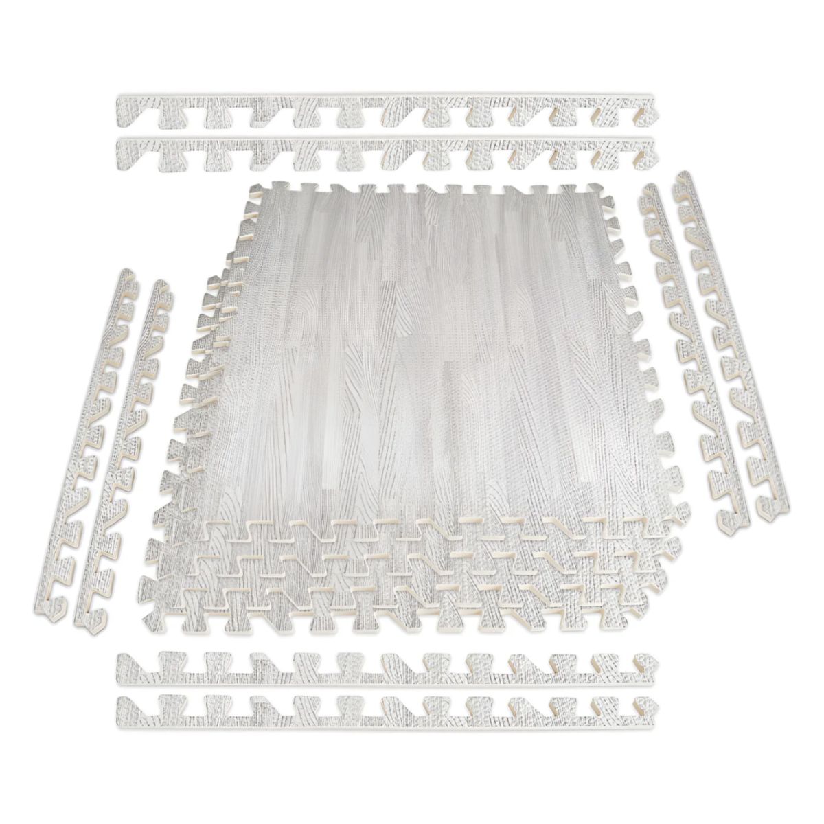 KINDA NICE - Pack 4 Alfombrillas Goma Eva Tipo Madera 60x60cm -antigolpes