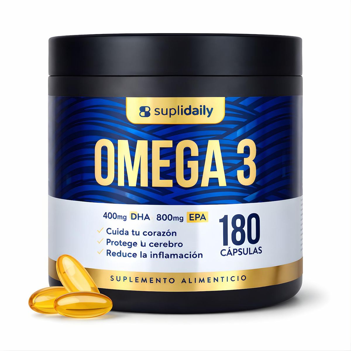 SUPLIDAILY - Omega 3 800 EPA 400 DHA 180 cap alta pureza