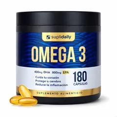 SUPLIDAILY - Omega 3 800 EPA 400 DHA 180 cap alta pureza