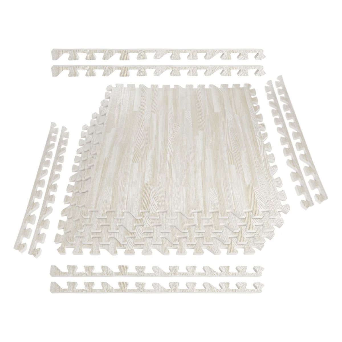 KINDA NICE - Pack 4 Alfombrillas Goma Eva Tipo Madera 60x60cm -antigolpes