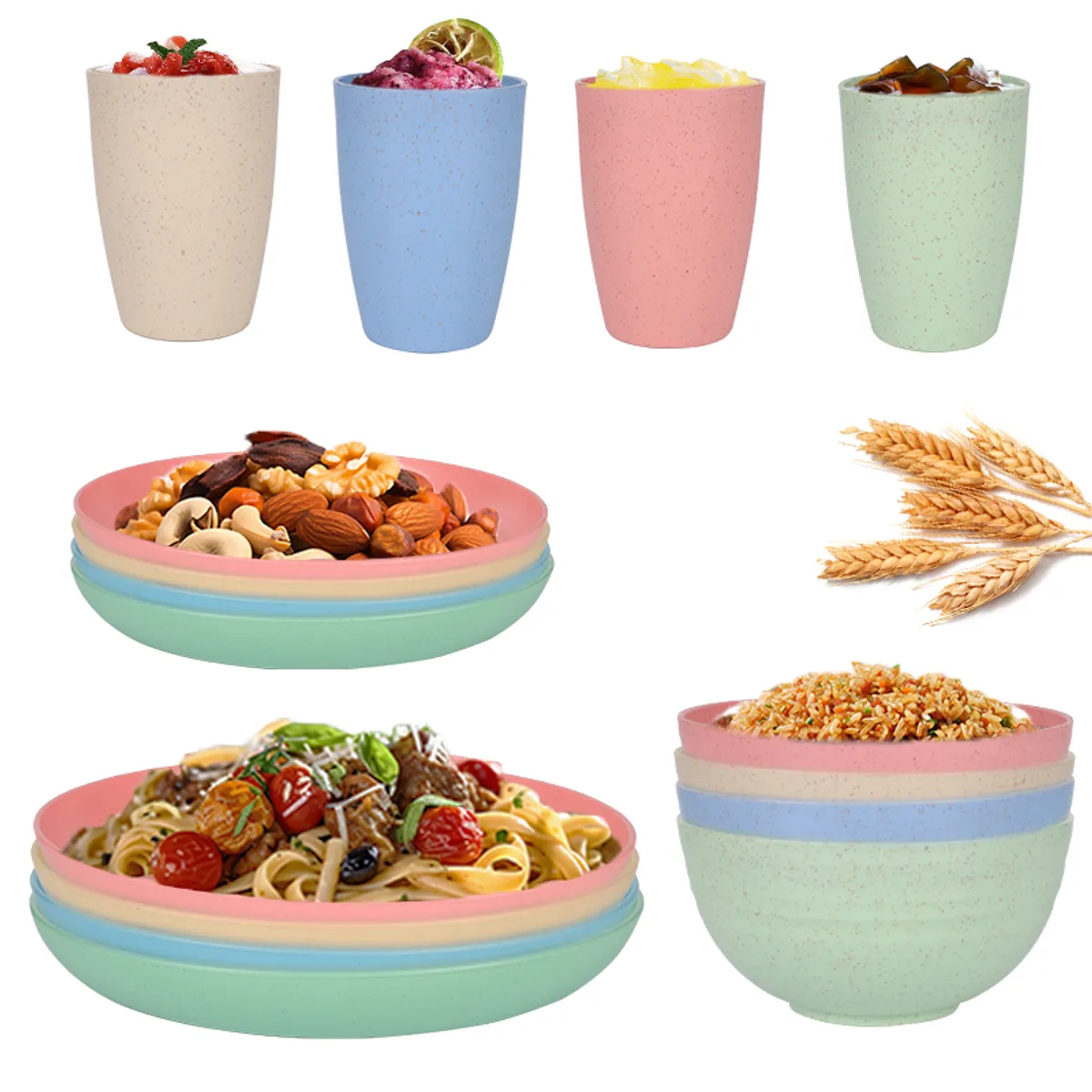 KINDA NICE - Juego De Vajilla 16 Piezas Para Hogar, Platos Y Tazas