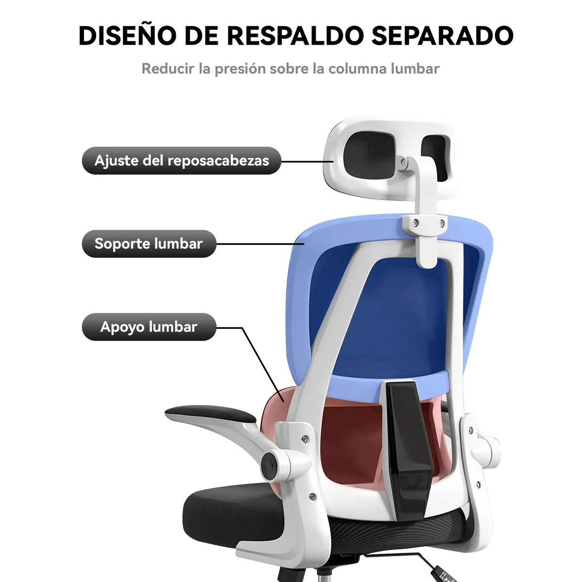 VIDITA - Silla Amia Ergonómica Silla De Escritorio Soporte Lumbar Elástico Giratoria Oficina