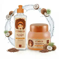 ETNIKER - Kit Definición Rulos Gel Fluido + Gel 300g Sin Frizz