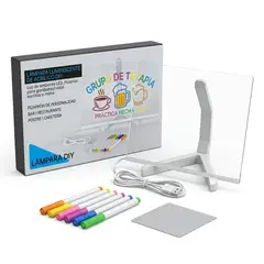 GENERICO - Pizarra Acrílica Led Cálida Decoración 7 Marcadores 30 X 20