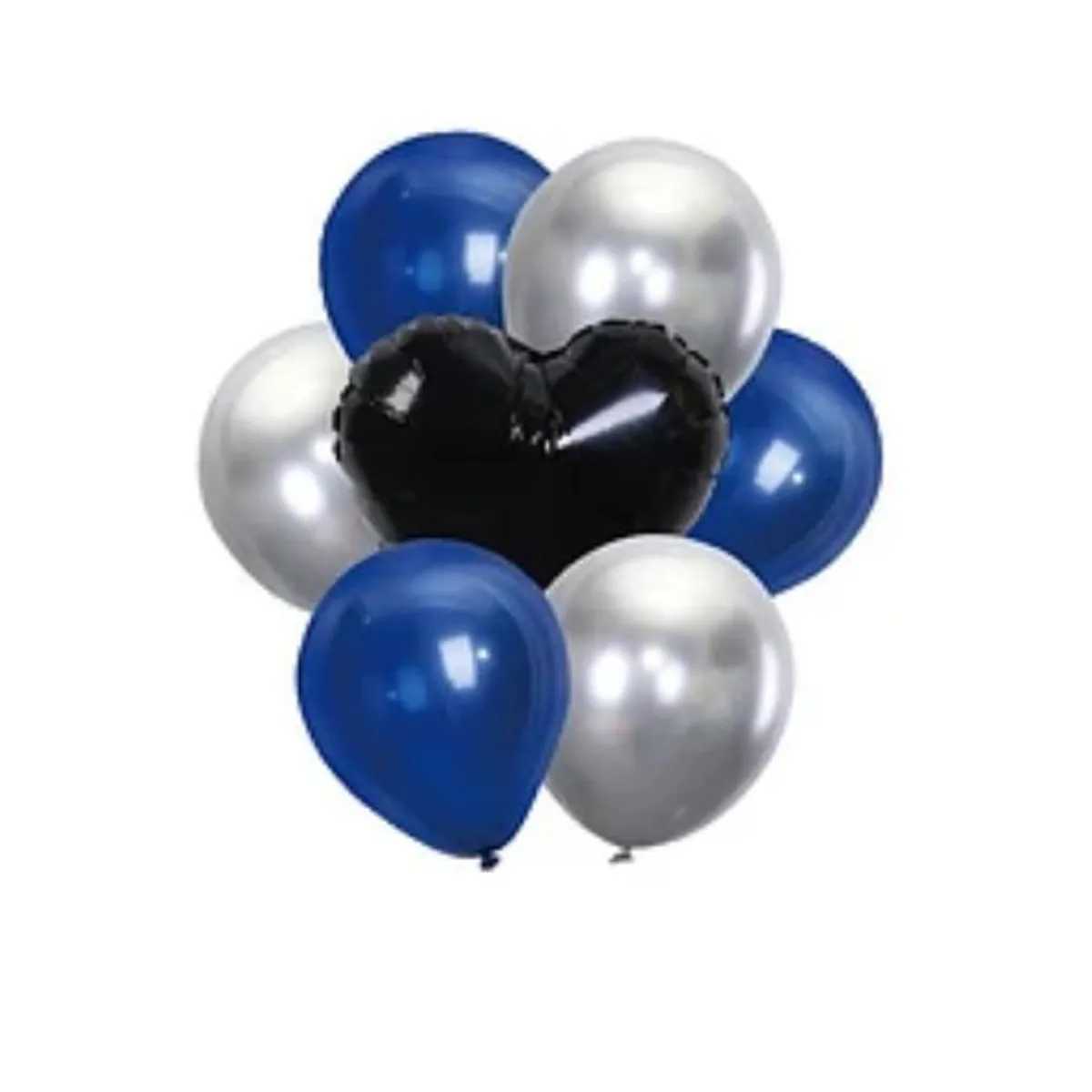 GENERICO - Set de globos azul negro plateado 7pcs