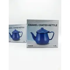 GENERICO - Tetera azul de cerámica de cobre vintage