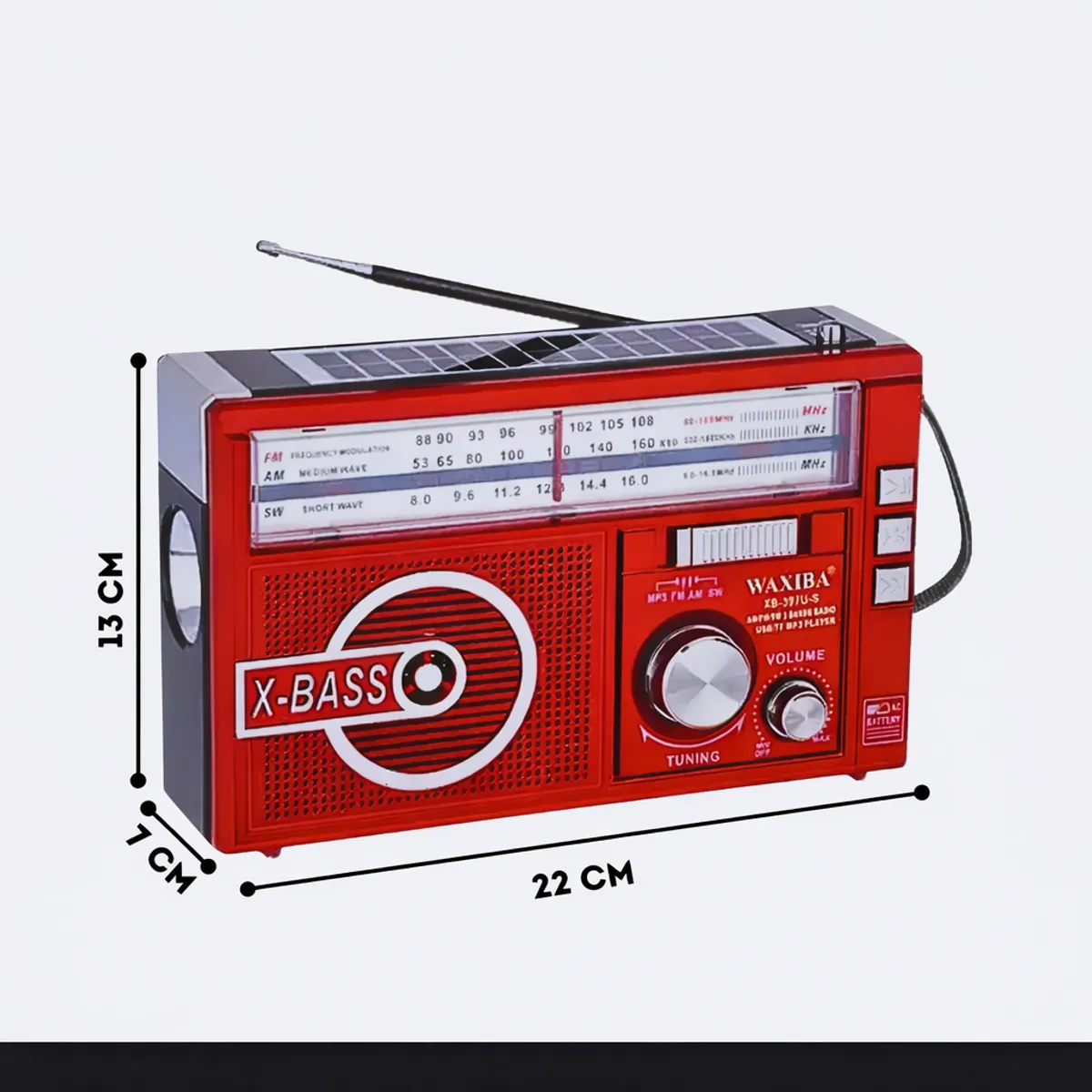 MOVI - Radio Portátil Solar AMFMSW con Linterna LED  Recargable USB, Ideal para Emergencias y Camping