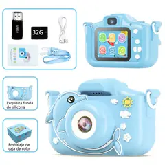 ATURE - Mini Cámara Fotográfica Digital Para Niños Con Funda Y 64 Gb