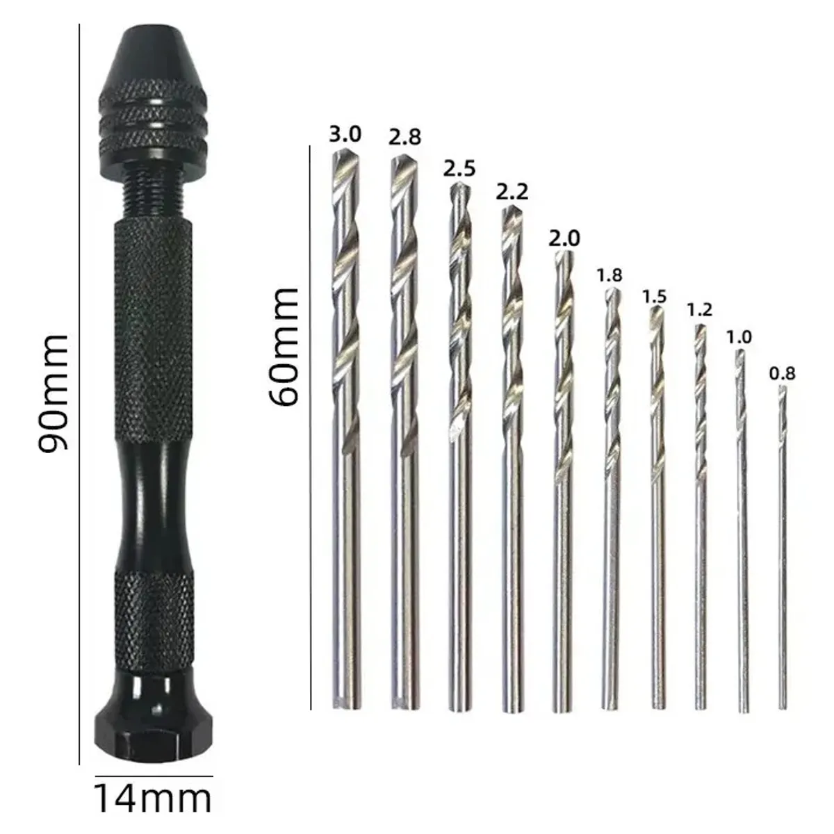 KUANGYE - Mini Taladro De Mano Con 10 Brocas
