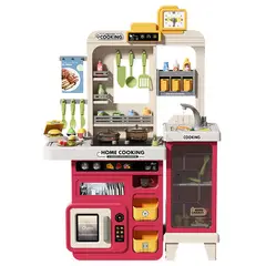 KINDA NICE - Maleta De Juguete Cocina Grande 68 Piezas Multifunción Rosa