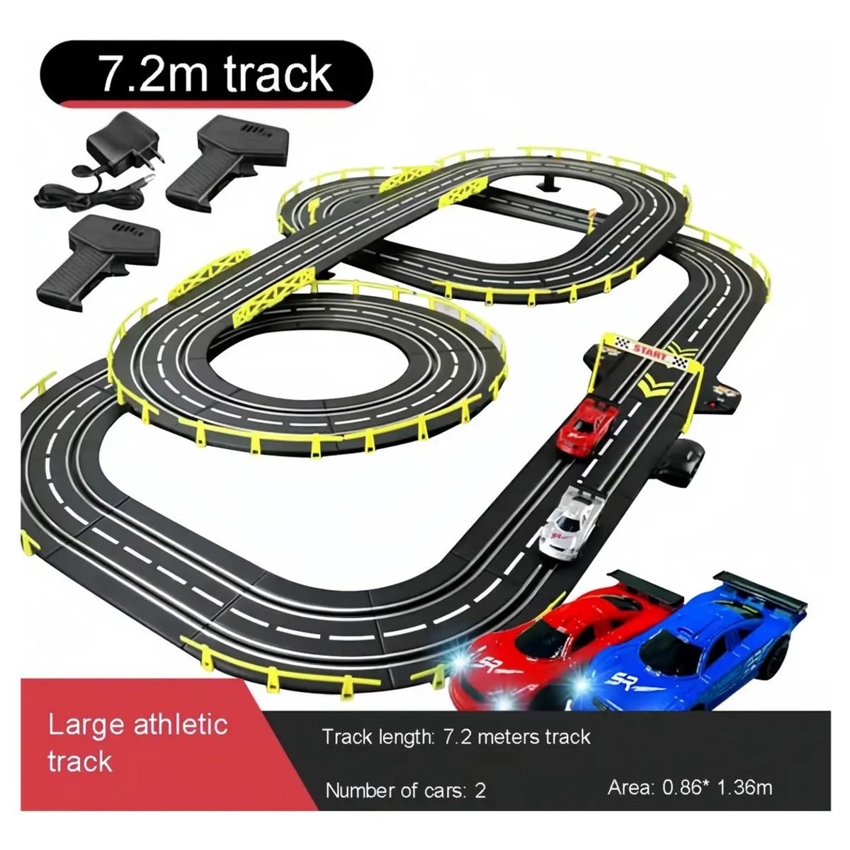 VIDA BUENAS - Automóvil Eléctrico De Pista Carreras Vehículo 7.2m+2 Coches