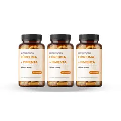 GENERICO - Pack X3 Cúrcuma + Pimienta Negra 180 Cápsulas Nutrifoods