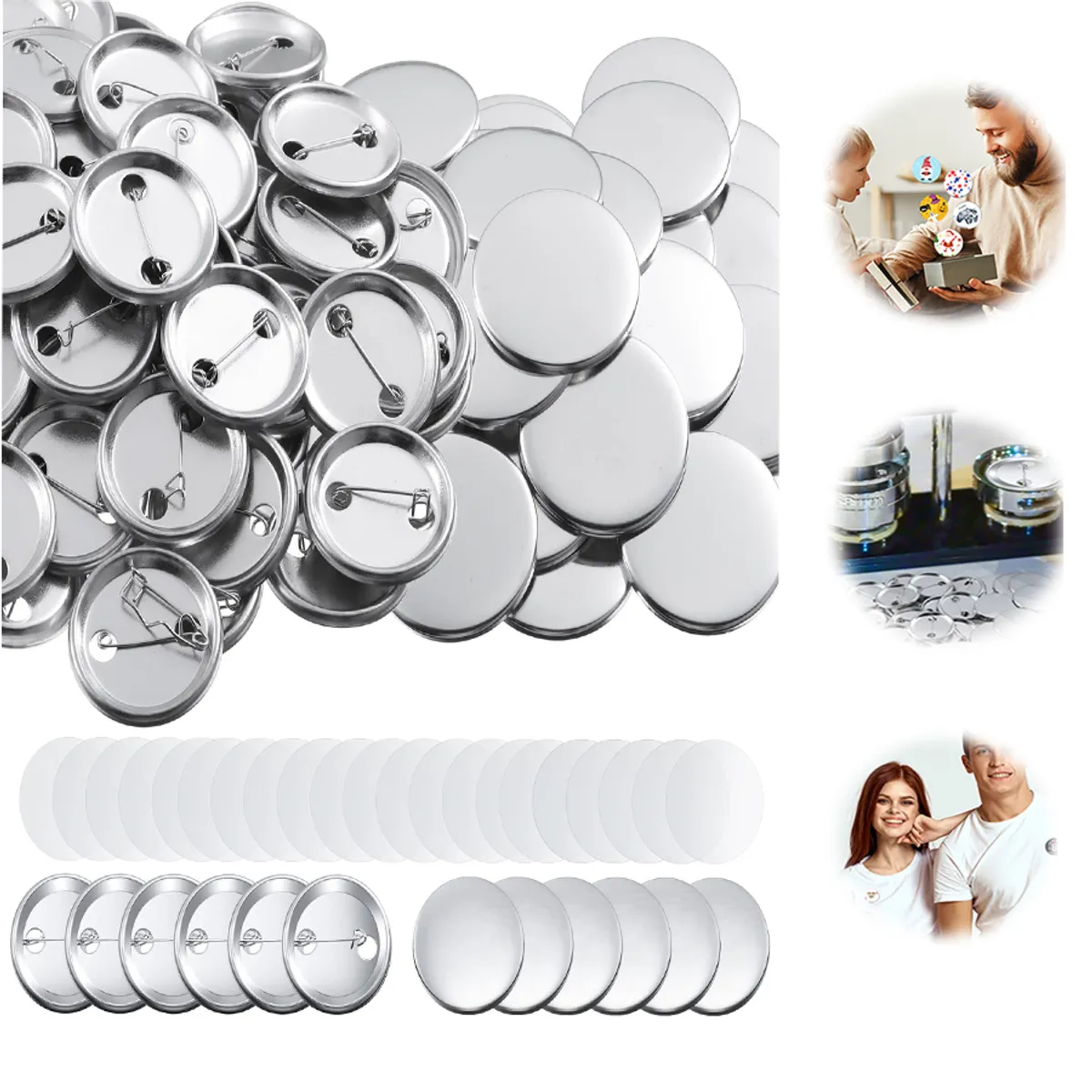 GENERICO - Chapitas Alfiler Metalicas Base Película 58mm 100 Insignia