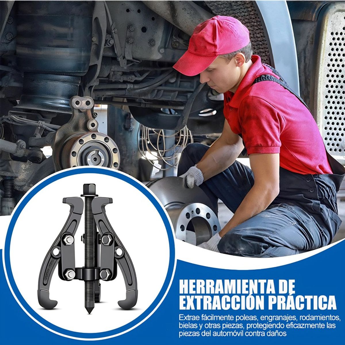GENERICO - 3 Extractor Engranes Poleas Reversible Forja Brazos Mejora