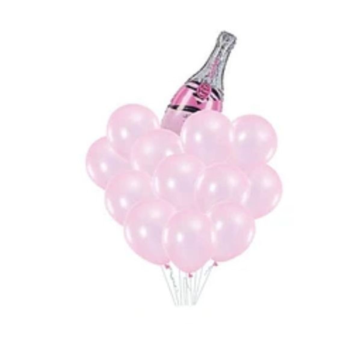GENERICO - Set de globos botella de vino rosa 13pcs